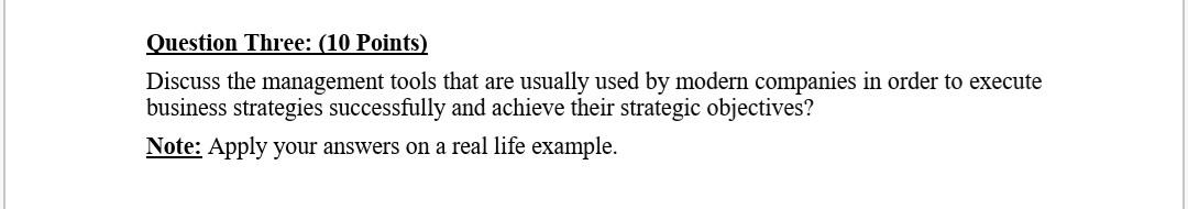 Question Three: (10 Points) Discuss the