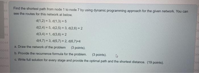 Modxelling and optimization Find the shortest