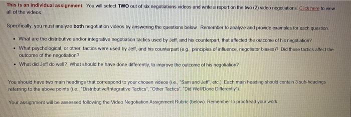 This is an individual assignment. You will select