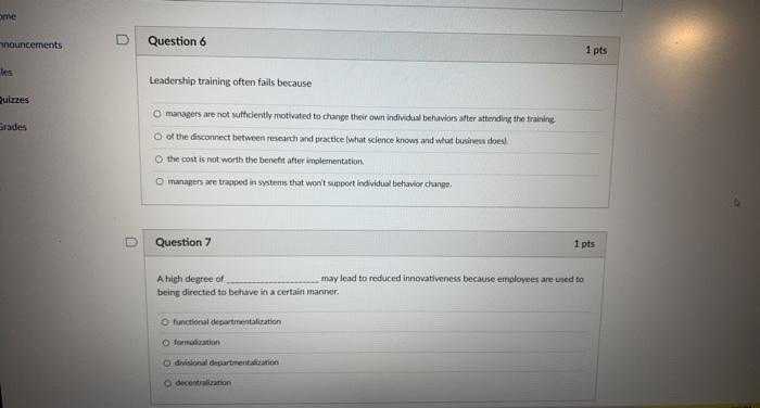 Please answer both Question 6 Leadership training