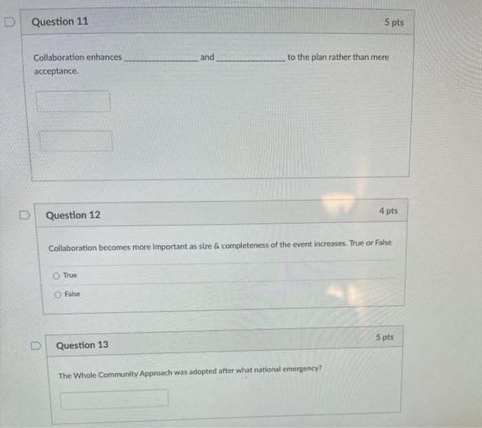 Question 11 5 pts and to the plan rather than