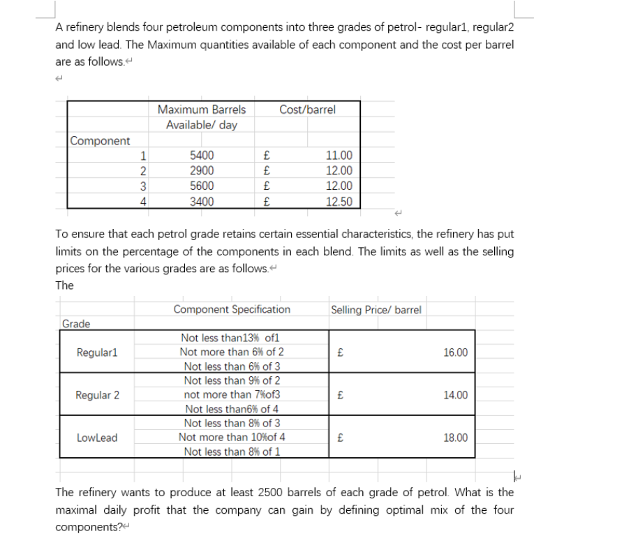 Please write down constrains and solve it by