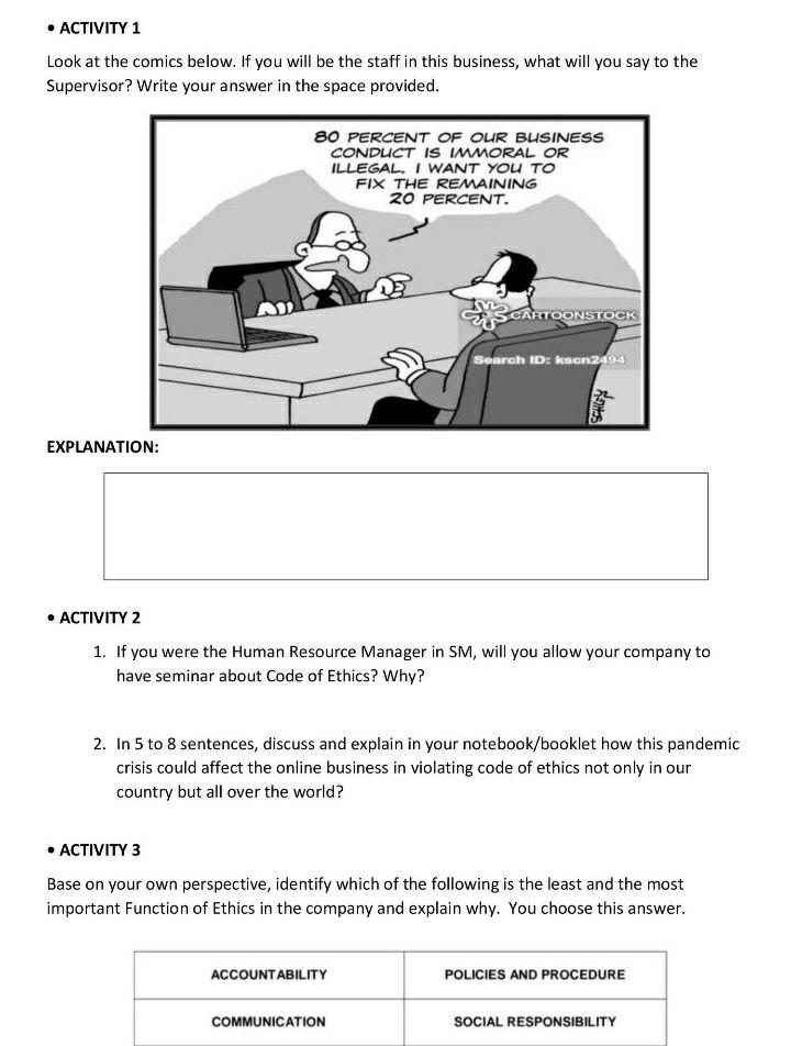 ACTIVITY 1 Look at the comics below. If you will