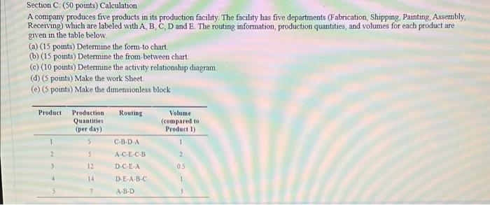 Section C: (50 points) Calculation A company