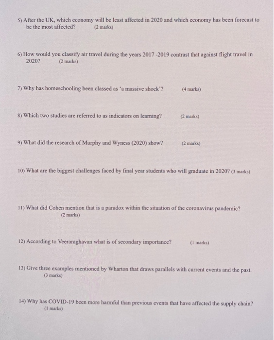 5) After the UK, which economy will be least