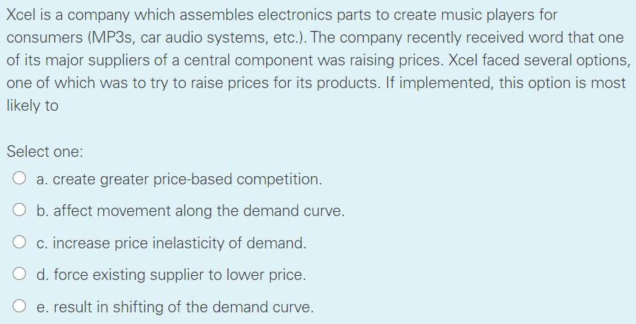 Xcel is a company which assembles electronics