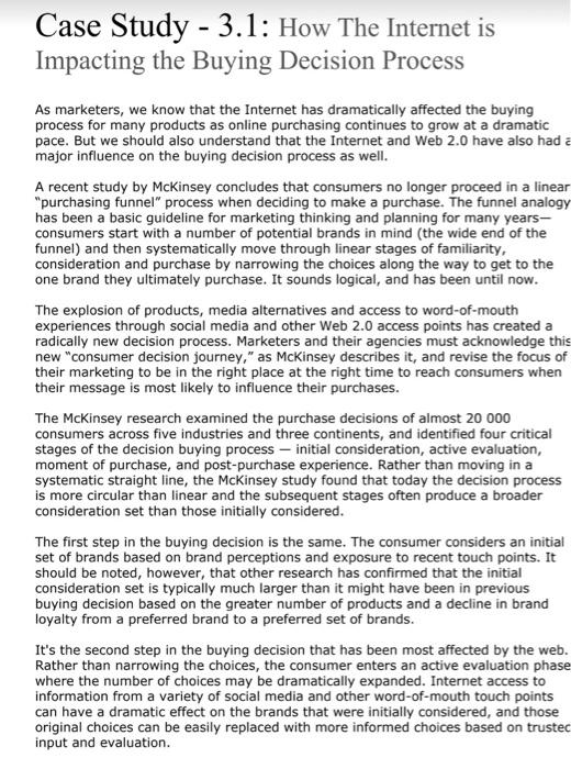 Case Study - 3.1: How The Internet is Impacting