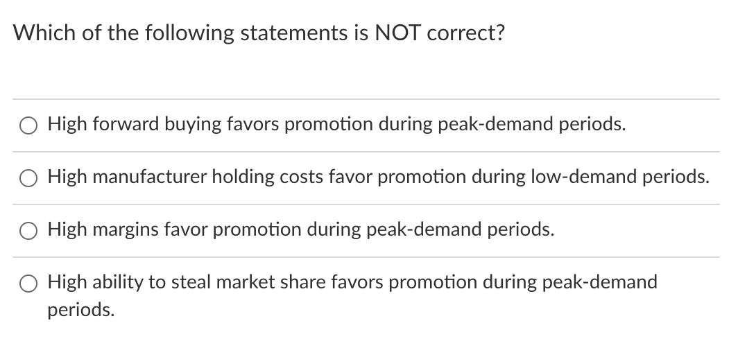 Which factor favors promotion during low-demand