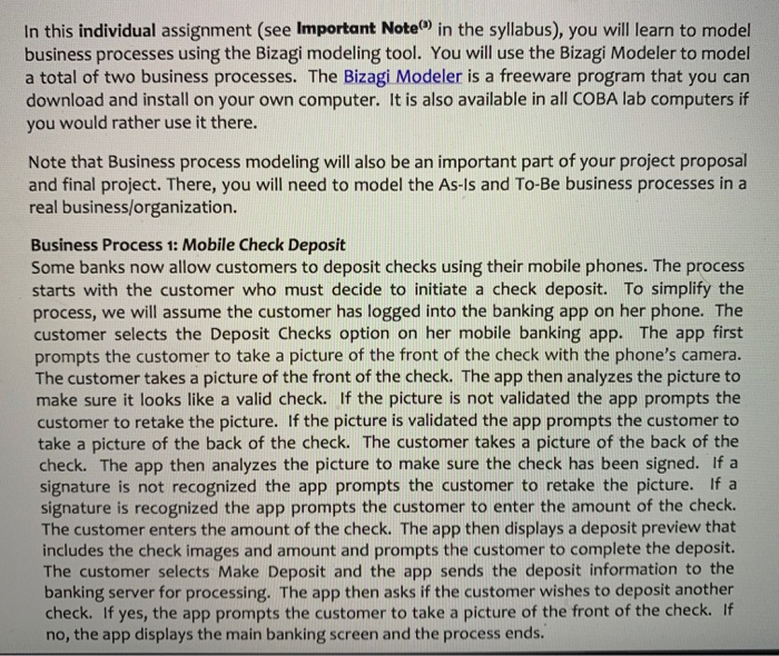 In this individual assignment (see Important Note