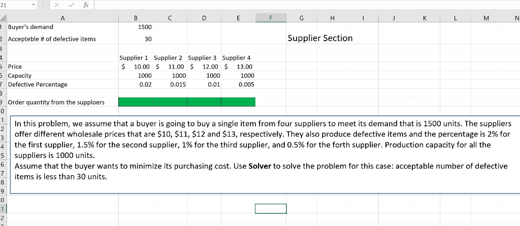 21 C D E G H 1 K L M N B 1500 30 Supplier Section