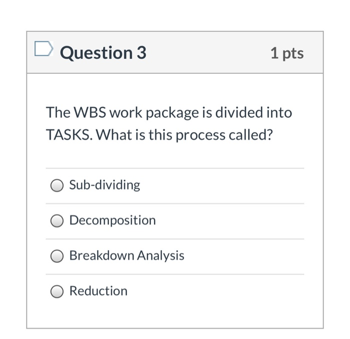 Question 1 1 pts What do the Project Scope