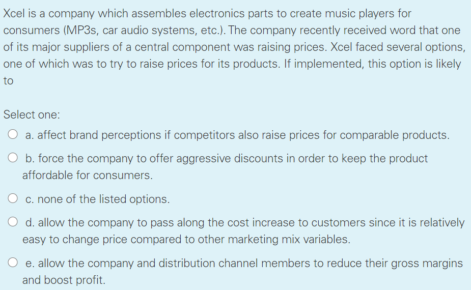 Xcel is a company which assembles electronics