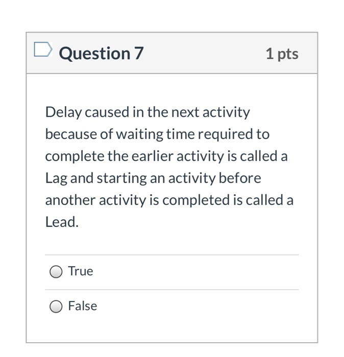 Question 1 1 pts What do the Project Scope