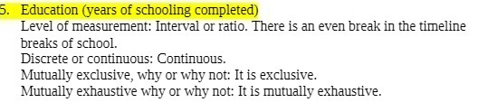 5. Education (years of schooling completed) Level