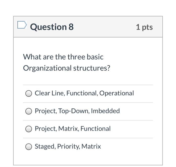 Question 1 1 pts What do the Project Scope