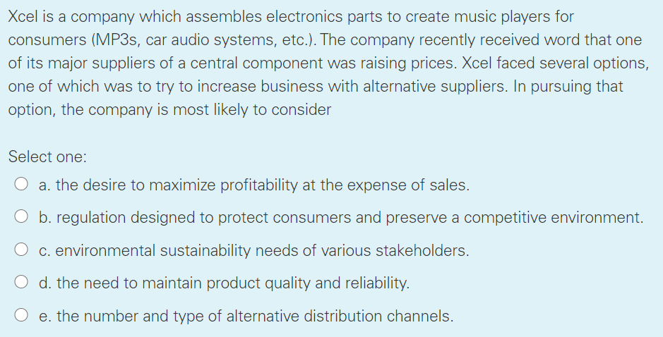 Xcel is a company which assembles electronics