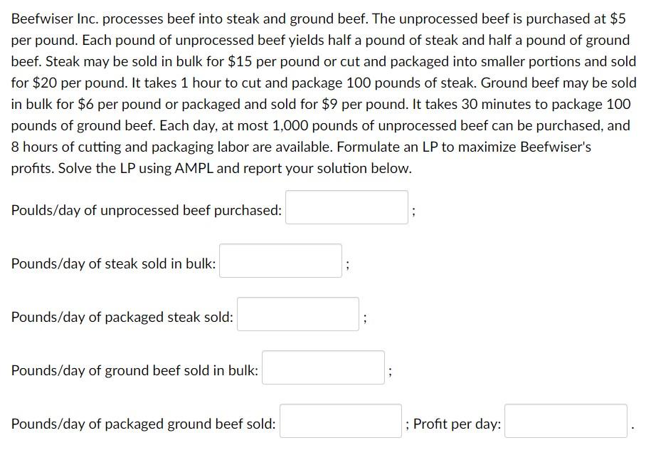 Beefwiser Inc. processes beef into steak and