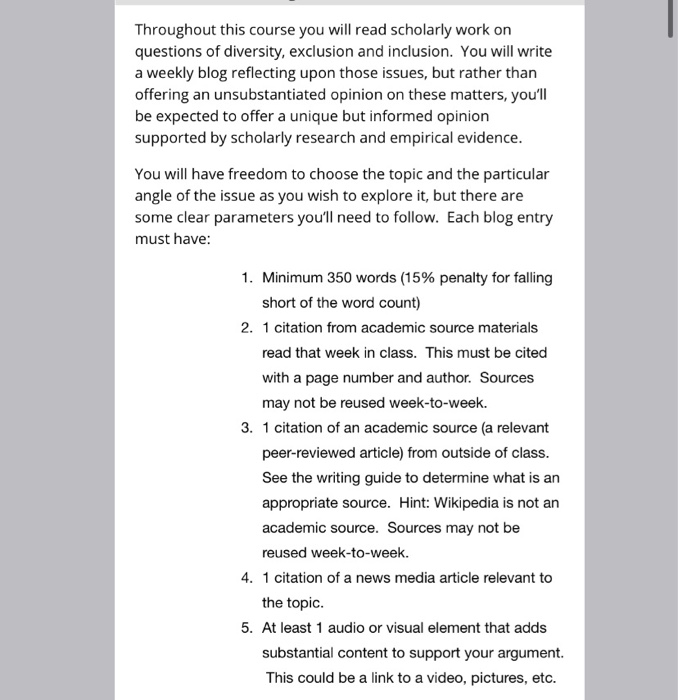 Throughout this course you will read scholarly