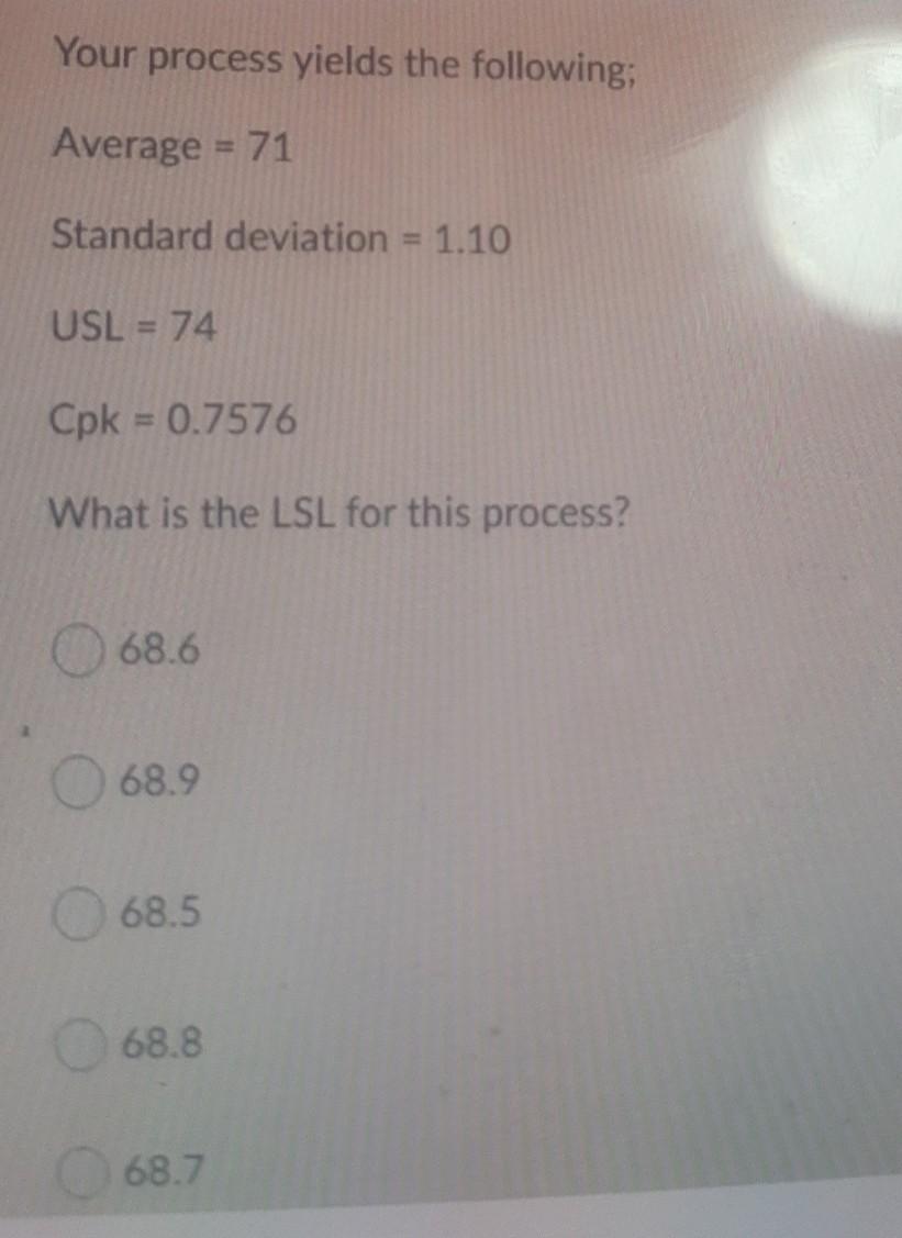 Your process yields the following; Average = 71
