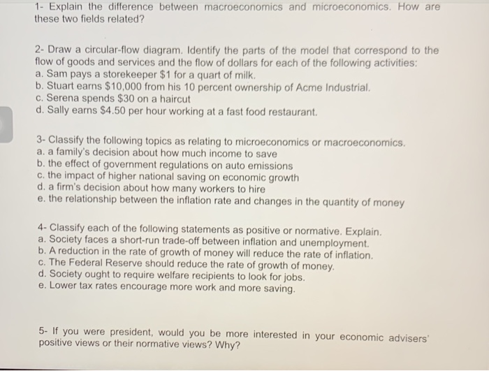 1- Explain the difference between macroeconomics