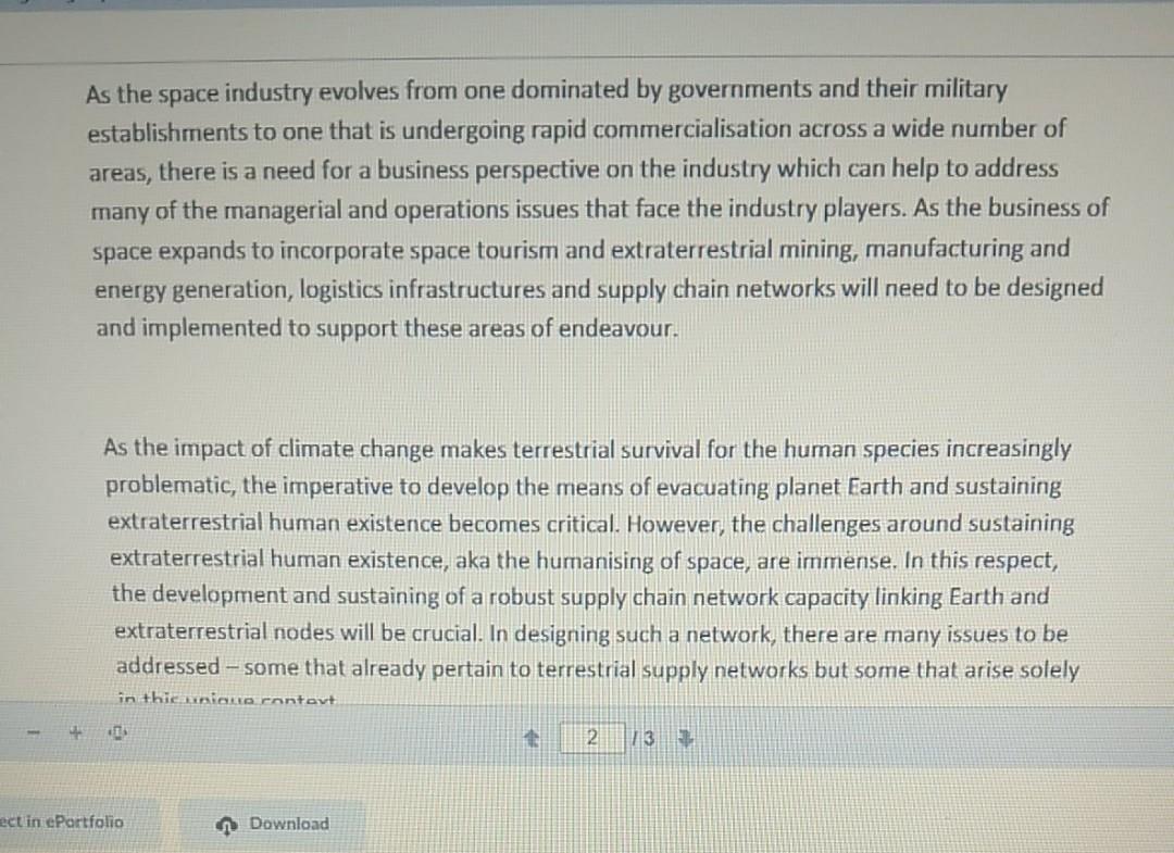 questions As the space industry evolves from one