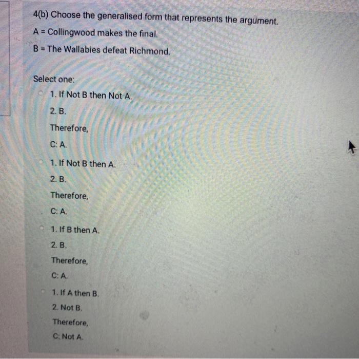 4(b) Choose the generalised form that represents