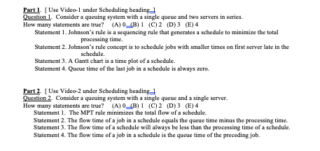 Part 1. Use Video l under Scheduling heading