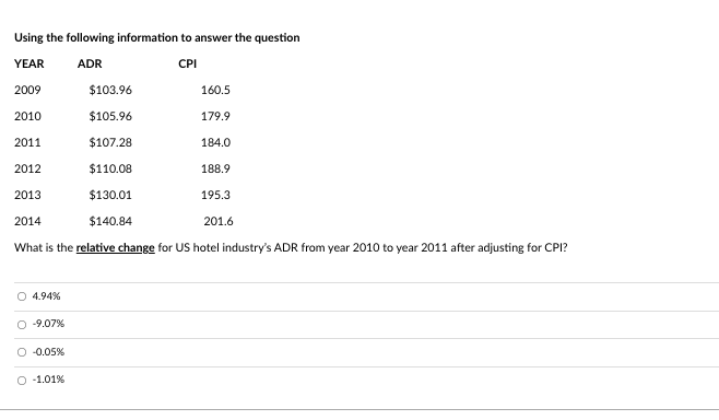 Using the following information to answer the