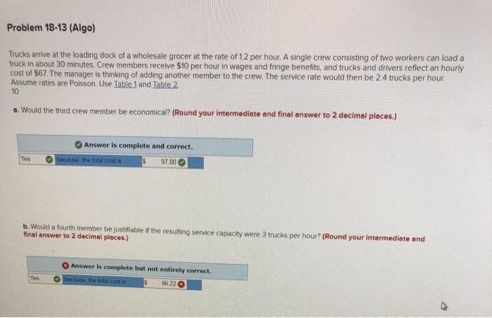 please answer B Problem 18-13 (Algo) Trucks