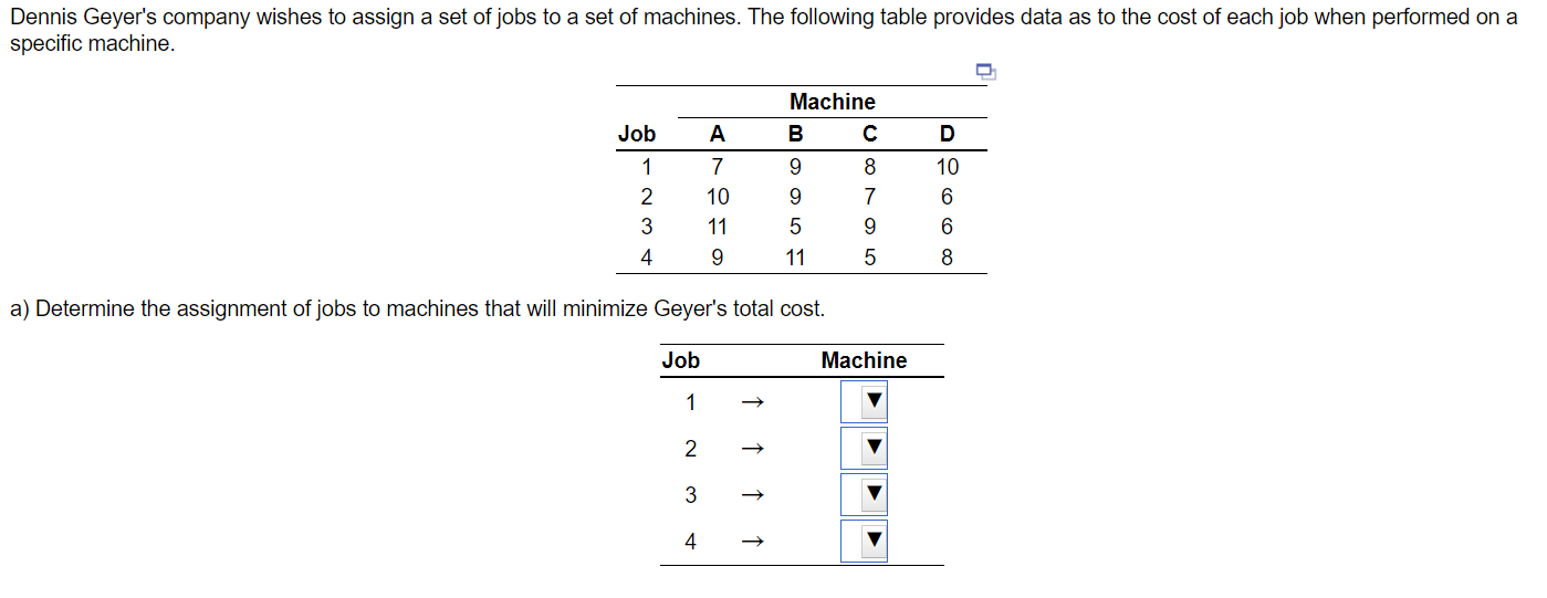 Dennis Geyer's company wishes to assign a set of