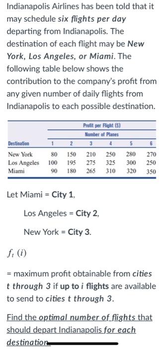Indianapolis Airlines has been told that it may
