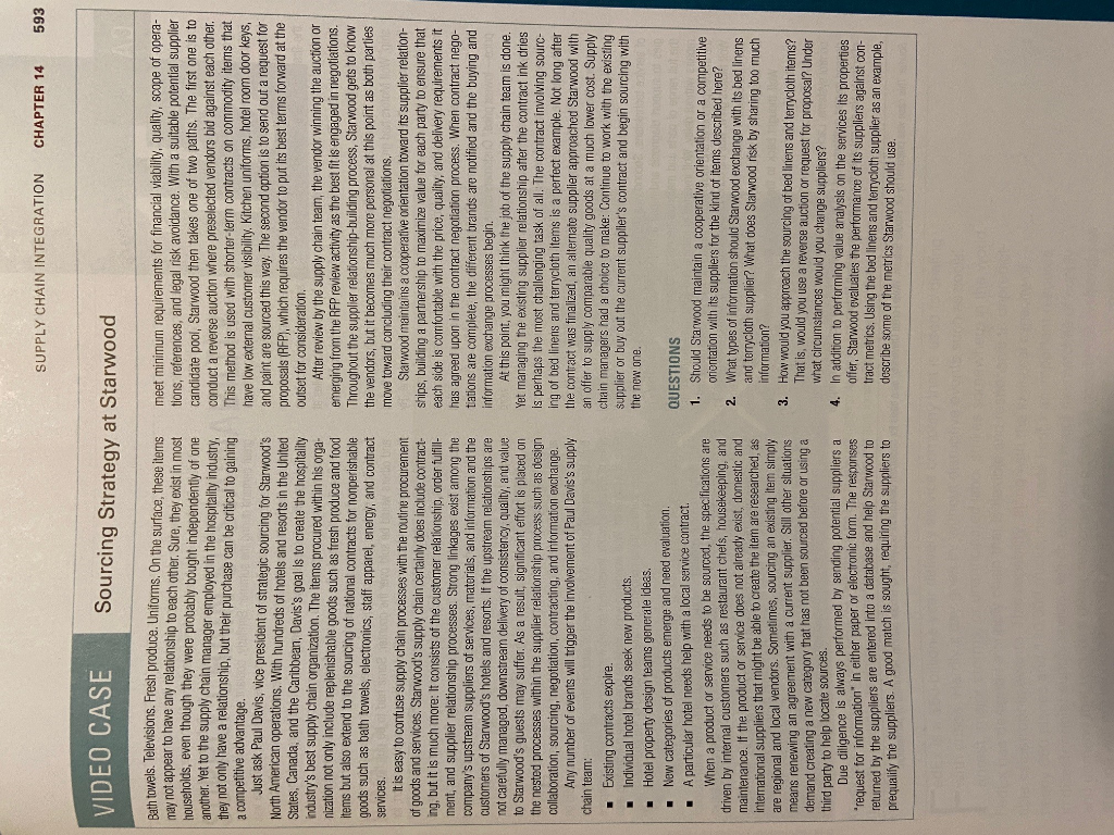 Questions 1-4, please. SUPPLY CHAIN INTEGRATION