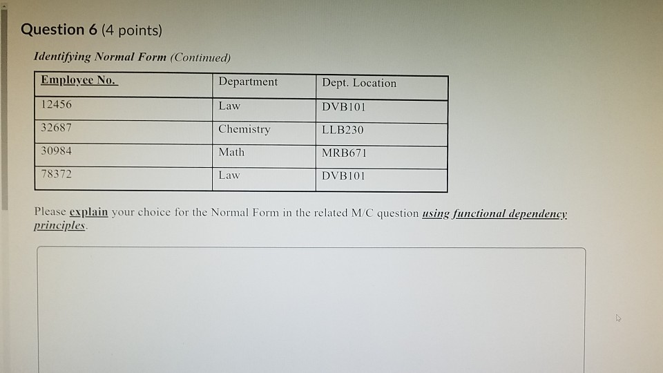 Identify the normal form as well. Question 6 (4