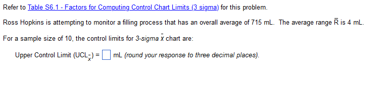 Find the upper control limit AND lower control