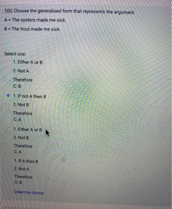 1(b) Choose the generalised form that represents