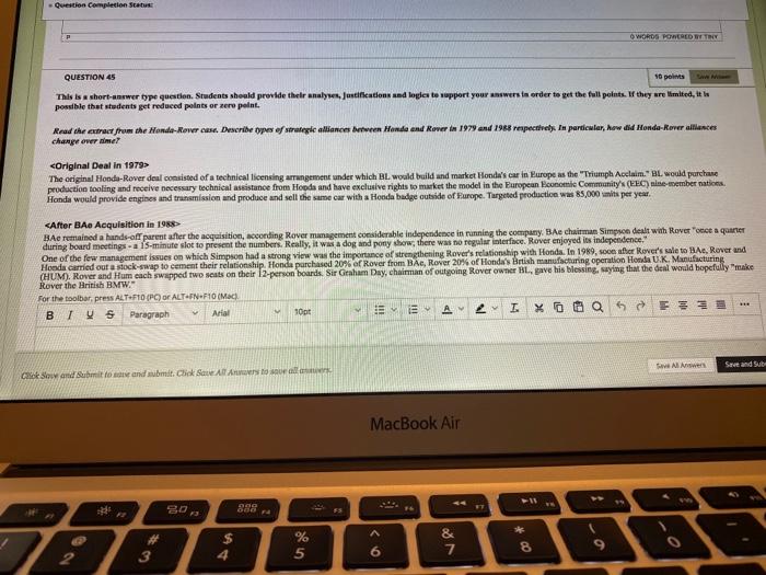 Question completion Status P WORDS POWERED TRY