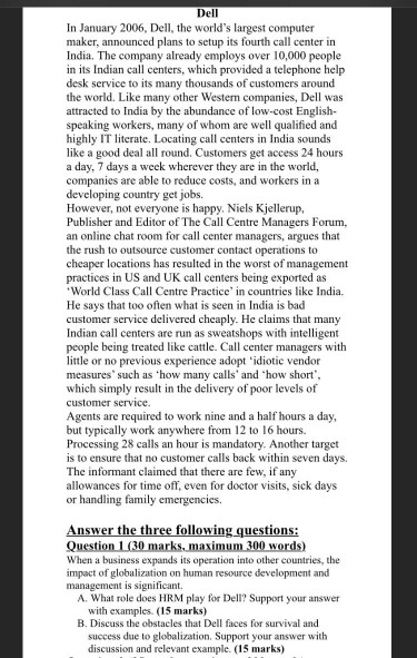 Dell In January 2006, Dell, the world's largest