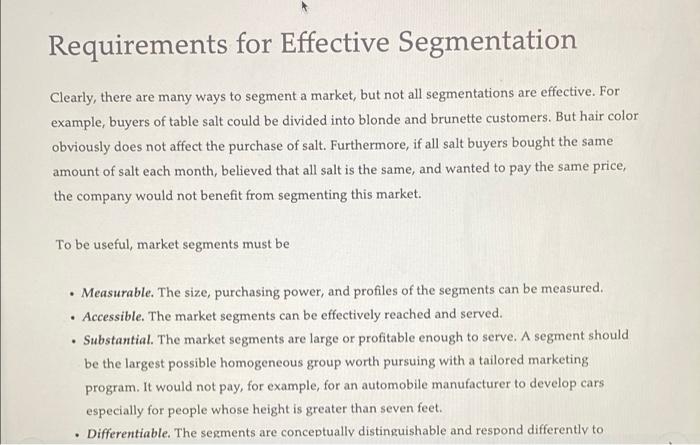 the effective segmentation include substantial