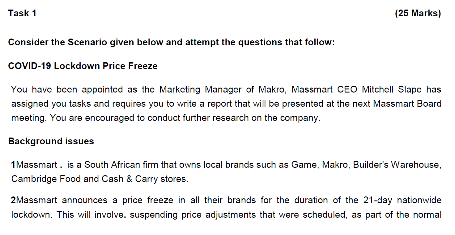 Task 1 (25 Marks) Consider the Scenario given