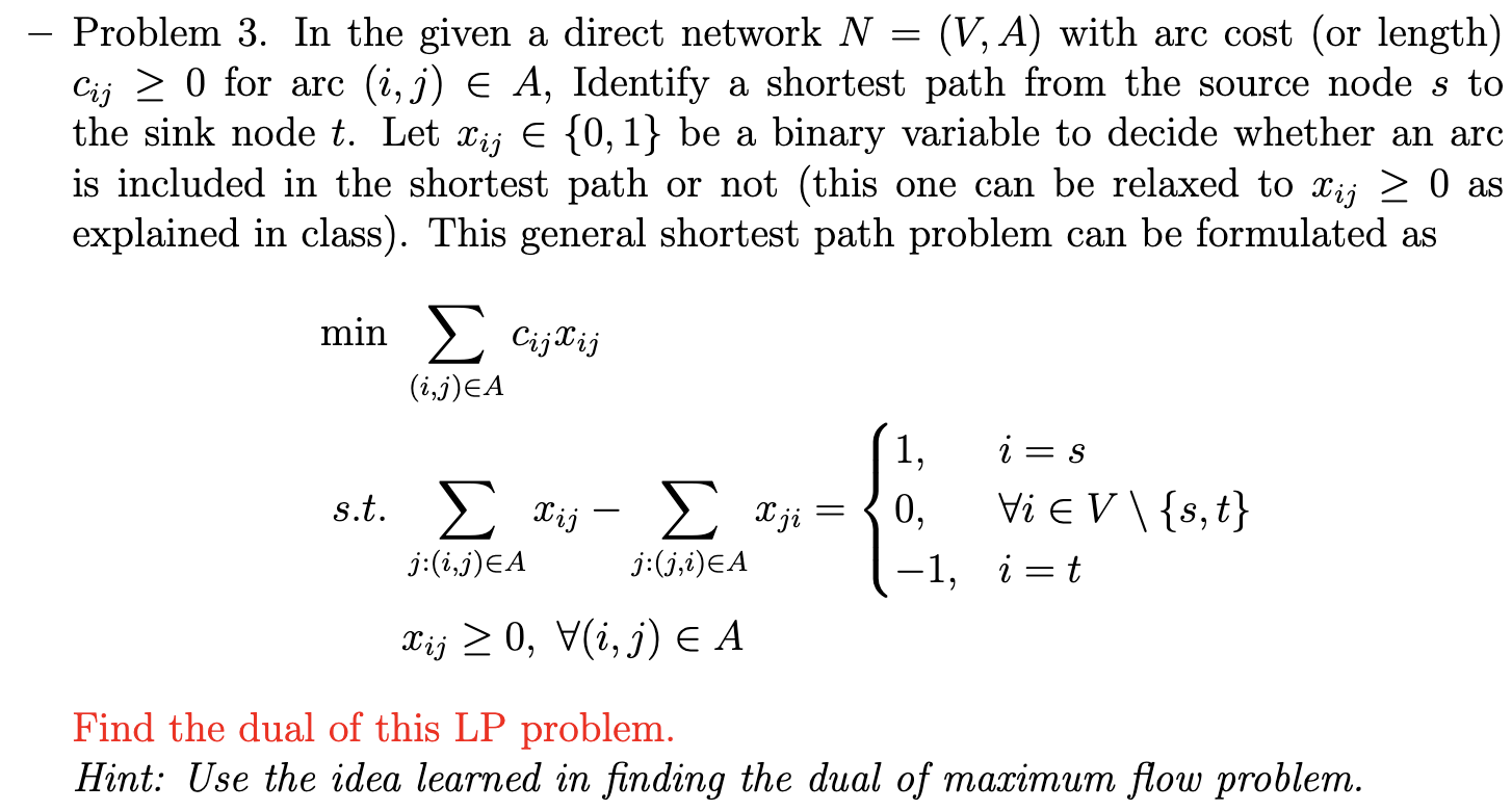 = Problem 3. In the given a direct network N =