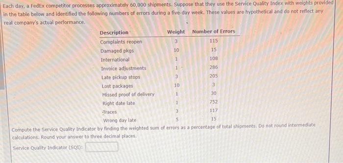 Each day, a FedEx competitor processes