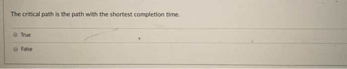 . The critical path is the path with the shortest