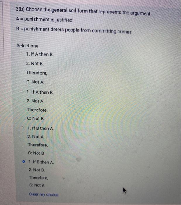 3(b) Choose the generalised form that represents
