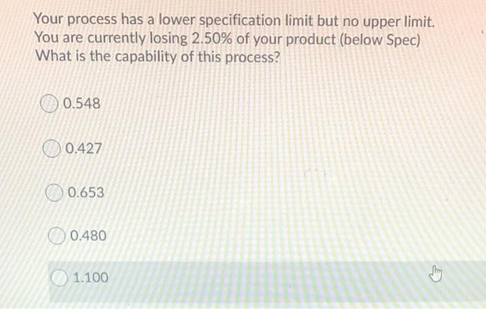 Your process has a lower specification limit but