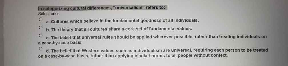 In categorizing cultural differences,