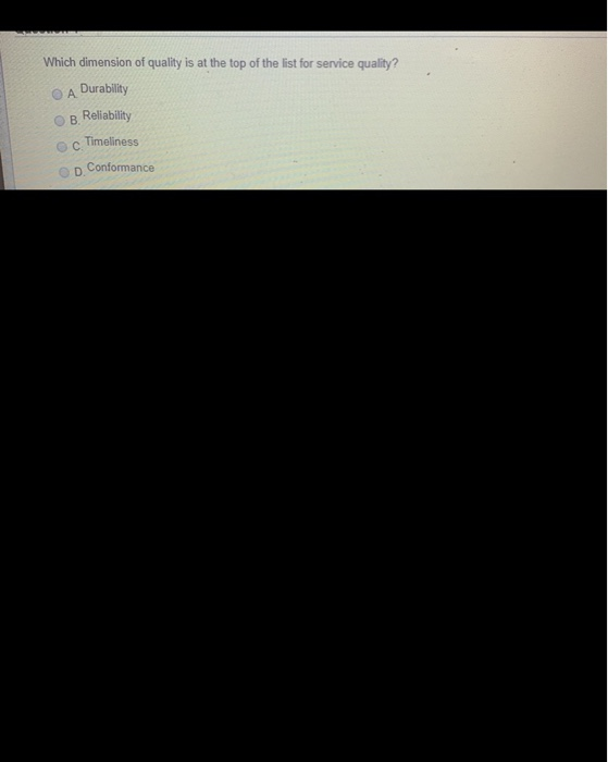 Which dimension of quality is at the top of the