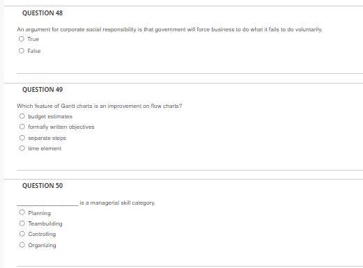 QUESTION 48 An argument for corporate social