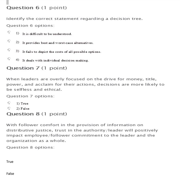 Question 6 (1 point) Identify the correct