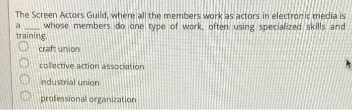 a The Screen Actors Guild, where all the members
