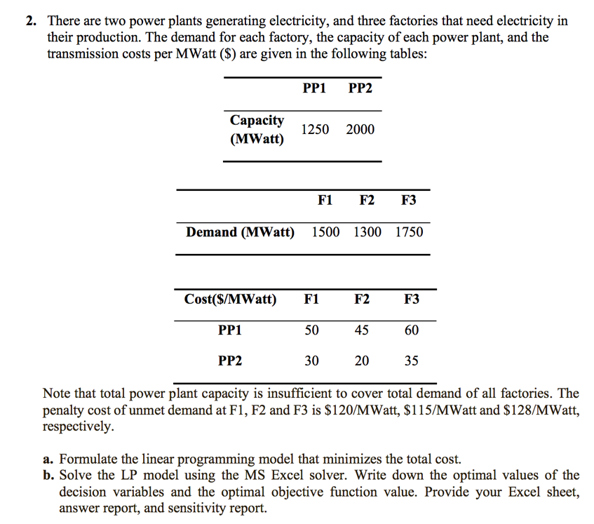 2. There are two power plants generating
